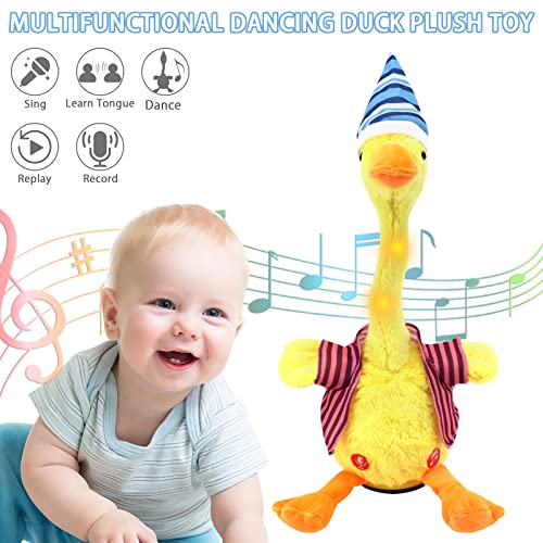 CestMall Juguete de Peluche de Pato bailarín, Juguete de Pato de repetición de con Luces de Colores y música, Juguete Multifuncional de Pato Que Canta, Divertido Juguete niños (Purple)