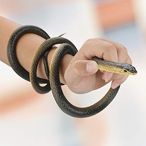 CestMall Serpiente de Goma Grande, 2 Piezas de Serpiente Realista de Goma aterradora, Serpiente Mamba Negra Grande Falsa para Accesorios de jardín, bromas, Juguetes de Broma, decoración de Halloween