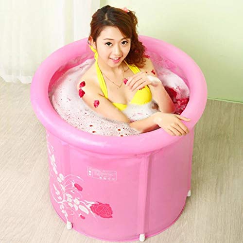 CHANG XU DONG SHOP Bañera Plegable, Bañera de baño Inflable Engrosamiento Baño de plástico PVC Bañera de baño Bañera de hidromasaje SPA Inflable para baño de Adultos con Bomba de Aire, Rosa