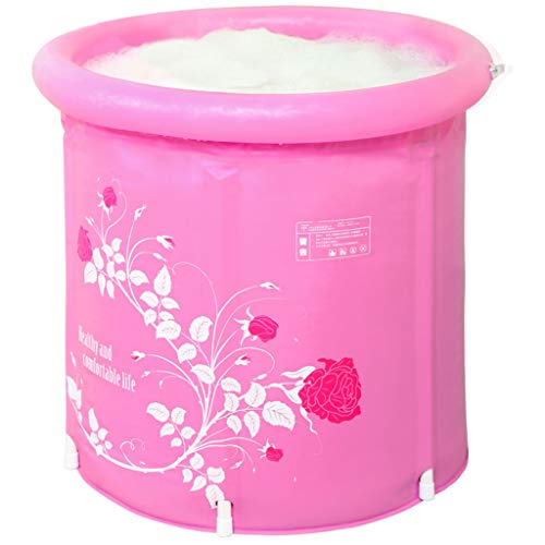 CHANG XU DONG SHOP Bañera Plegable, Bañera de baño Inflable Engrosamiento Baño de plástico PVC Bañera de baño Bañera de hidromasaje SPA Inflable para baño de Adultos con Bomba de Aire, Rosa