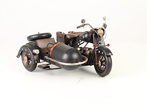 Chapa decorativa de moto con sidecar modelo retro vintage Nostalgia longitud 32,1 cm