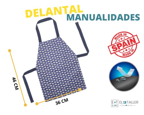 Chef Set Delantales para niños Delantal Reversible + Gorro Disfraz de cocinero Mandil manualidades (Arco azul /Beig)