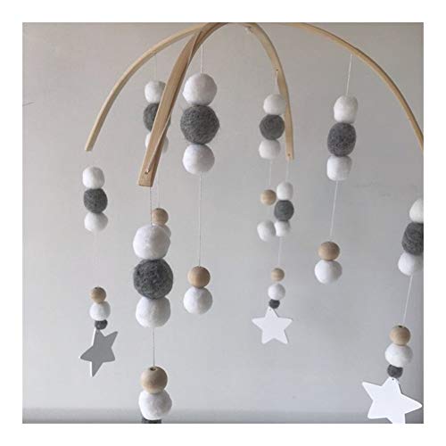 CHENGTAO Cuentas De Madera Wind Chimes con Lana De Bolas De Bebé Cama Colgante Windbell Cuna De Toldo For Niños Decoración De La Habitación Adornos Artesanía (Color : Pink Wood Leaf)