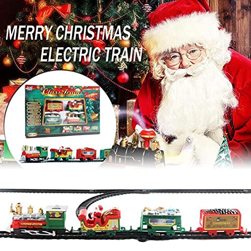 CHENXIAO Juego de tren eléctrico de Navidad, juego de tren eléctrico realista seguro de tren de Santa Claus con pilas para regalo de niños