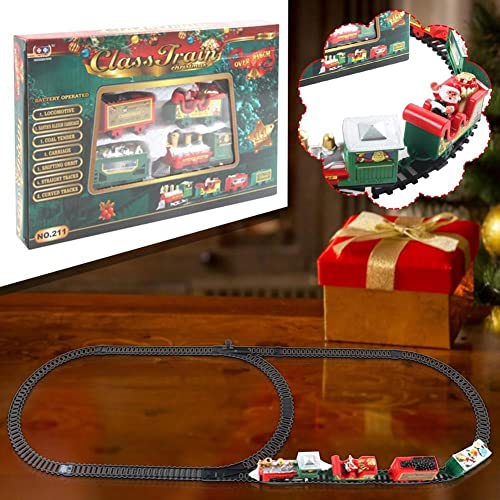 CHENXIAO Juego de tren eléctrico de Navidad, juego de tren eléctrico realista seguro de tren de Santa Claus con pilas para regalo de niños