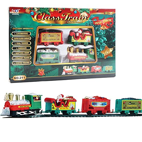 CHENXIAO Juego de tren eléctrico de Navidad, juego de tren eléctrico realista seguro de tren de Santa Claus con pilas para regalo de niños