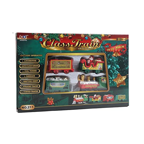 CHENXIAO Juego de tren eléctrico de Navidad, juego de tren eléctrico realista seguro de tren de Santa Claus con pilas para regalo de niños