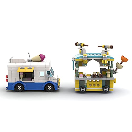 City Road Scene Building Set con Carrito de Perritos Calientes Park Ice Cream Truck, Compatible con LegoTechnics (549 Piezas)