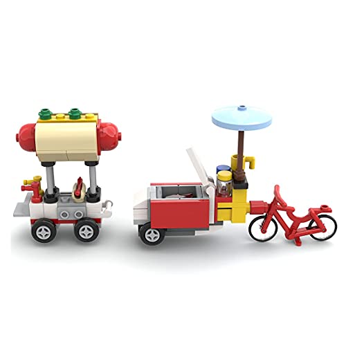 City Road Scene Building Set con Carrito de Perritos Calientes Park Ice Cream Truck, Compatible con LegoTechnics (549 Piezas)