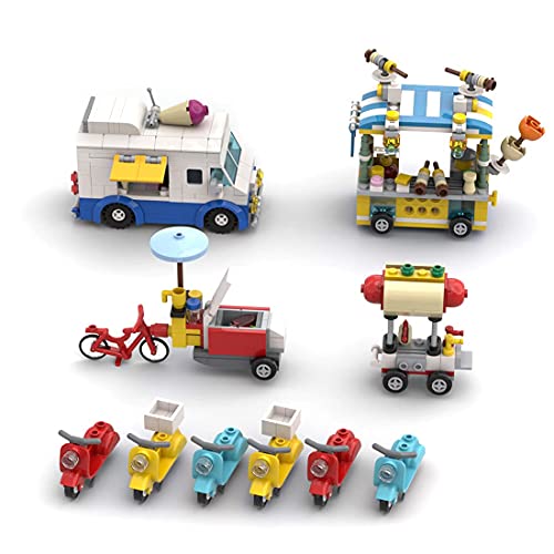 City Road Scene Building Set con Carrito de Perritos Calientes Park Ice Cream Truck, Compatible con LegoTechnics (549 Piezas)