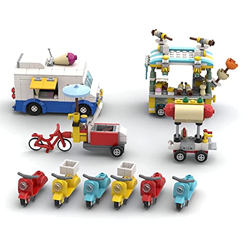 City Road Scene Building Set con Carrito de Perritos Calientes Park Ice Cream Truck, Compatible con LegoTechnics (549 Piezas)