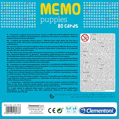 Clementoni-18078 - Memo Cachorros - juego de memoria infantil a partir de 4 años