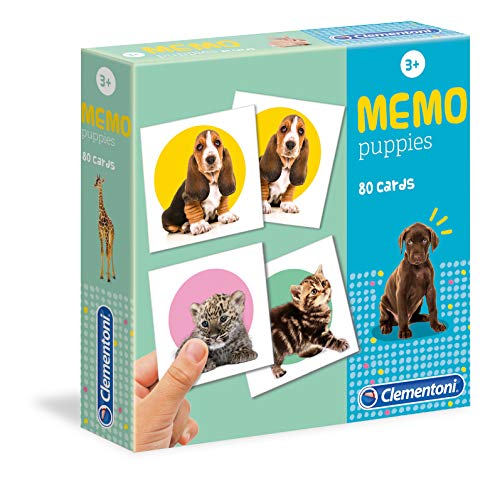 Clementoni-18078 - Memo Cachorros - juego de memoria infantil a partir de 4 años