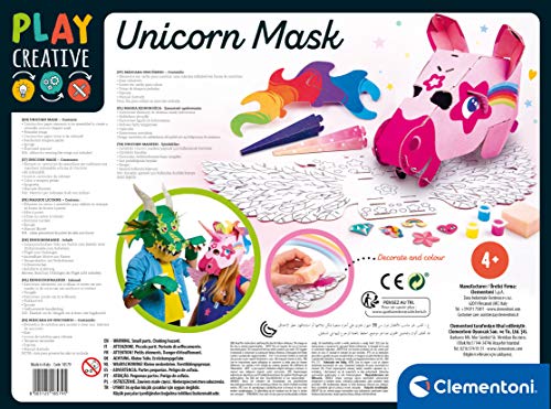 Clementoni-18579 - Unicornio Mask - juego creativo máscara de unicornio a partir de 4 años