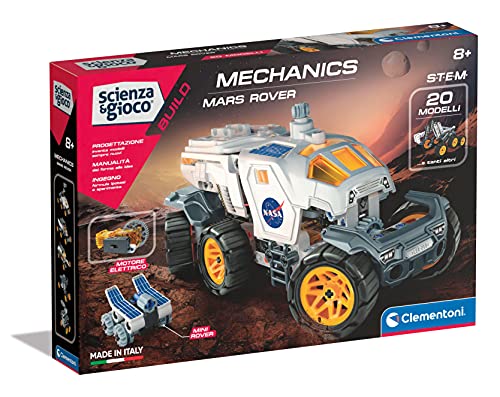 Clementoni - Ciencia Build-NASA Rover Marziano, Juego de construcción, Laboratorio mecánico, Juego científico para niños 8 años, Manual en Italiano, Multicolor, 19250