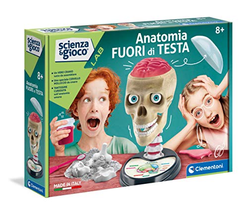 Clementoni- Ciencia Lab – Anatomía Fuera de Cabeza, Laboratorio de anatómica, Juego científico (versión en Italiano), niños 8 años +, Fabricado en Italia, Multicolor (19212)