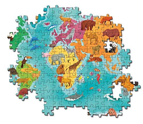 Clementoni Puzzle Mapa 250 Piezas Mundo-Animales, Color (29063.5)