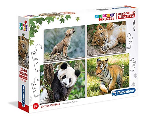 Clementoni Puzzles 20+60+100+180 Piezas Cachorritos, Color Multicolor. (21409.9)