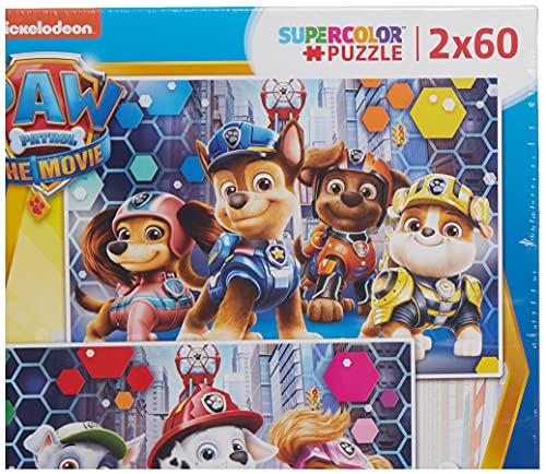 Clementoni Supercolor Paw Patrol The movie-2x60 (2 60 Piezas) -Made in Italy, niños 5 años, Puzzle Carton, Multicolor (24787)