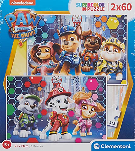 Clementoni Supercolor Paw Patrol The movie-2x60 (2 60 Piezas) -Made in Italy, niños 5 años, Puzzle Carton, Multicolor (24787)