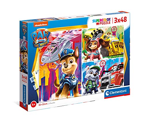 Clementoni Supercolor Paw Patrol The movie-3x48 (3 48 Piezas) -Made in Italy, niños 4 años, Puzzle Carton, Multicolor (25271)