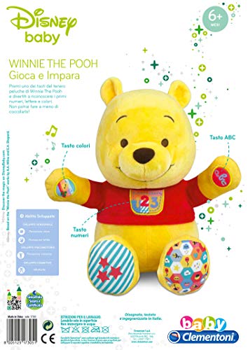 Clementoni - Winnie The Pooh Juega y aprende Peluche parlante, Multicolor, 17305