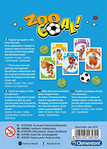 Clementoni- Zoo Goal Juego de Memoria, Individual, Multicolor (16570)