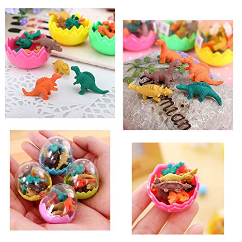 Clerfy Acc 24 Huevos Dinosaurio con Poca Goma Juguete Dinosaurio Mini borrar Borrador lápiz Juguete para niños Fiesta a los niños Fiesta cumpleaños Rellenos Bolsas Regalo cumpleaños para niños niñas