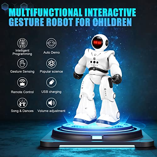 Clickwoo Robot Juguete para niños, RC Robot Programable niños, Inteligente Gestos Control, Multifuncionales Robot para niños de 8 9 10 años