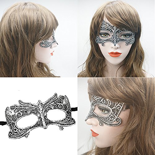 CNYMANY 6 paquetes de máscaras de encaje sexy para mujer de estilo fijo Máscara de ojos para disfraces de disfraces venecianos de fiesta de baile