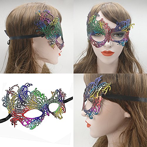 CNYMANY 6 paquetes de máscaras de encaje sexy para mujer de estilo fijo Máscara de ojos para disfraces de disfraces venecianos de fiesta de baile