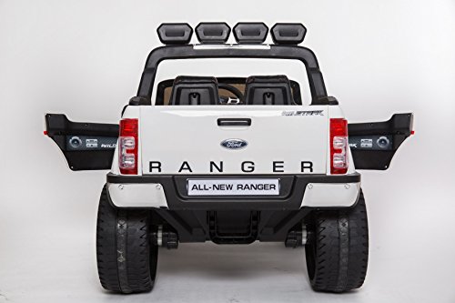 Coche eléctrico para niños Ford Ranger Wildtrak 4X4 LCD Luxury - 2.4Ghz, Pantalla LCD, BLANCO, 2x12V, 4 X MOTOR, mando a distancia, dos asientos en cuero, ruedas blandas de EVA, Bluetooth MODELO 2018