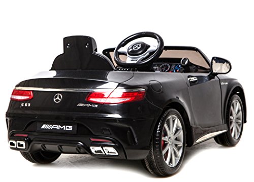 Coche ELÉCTRICO para NIÑOS Mercedes-Benz S63 AMG, Asientos DE Cuero, Negro, Producto BAJO Licencia, con Mando a Distancia, Ruedas de Caucho.