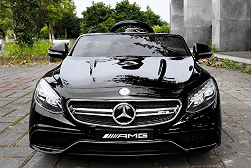 Coche ELÉCTRICO para NIÑOS Mercedes-Benz S63 AMG, Asientos DE Cuero, Negro, Producto BAJO Licencia, con Mando a Distancia, Ruedas de Caucho.