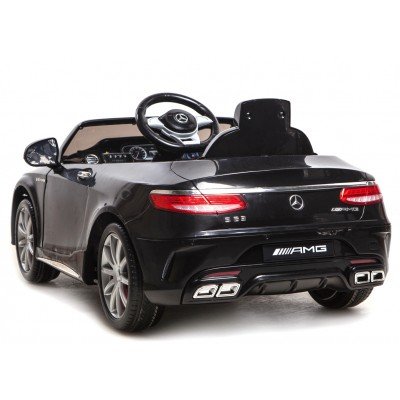 Coche ELÉCTRICO para NIÑOS Mercedes-Benz S63 AMG, Asientos DE Cuero, Negro, Producto BAJO Licencia, con Mando a Distancia, Ruedas de Caucho.