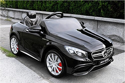 Coche ELÉCTRICO para NIÑOS Mercedes-Benz S63 AMG, Asientos DE Cuero, Negro, Producto BAJO Licencia, con Mando a Distancia, Ruedas de Caucho.