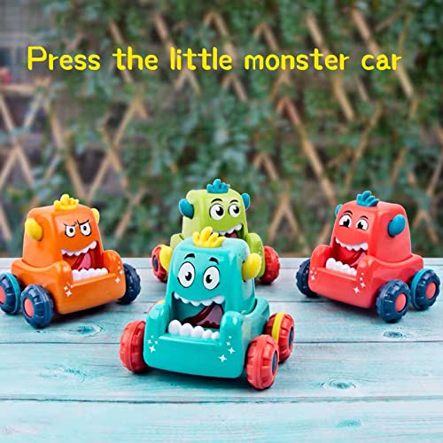 Coche monstruo deslizante lindo de dibujos animados Monster Toy Cars Prensa para enrollar plástico de carreras de coche de juguete modelo de vehículo Stuffer regalo de cumpleaños para niños divertido