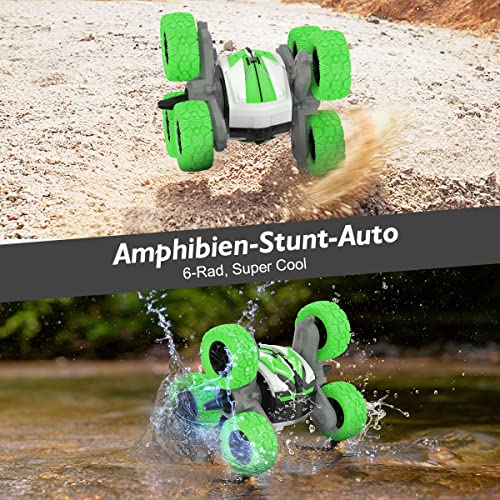 Coche teledirigido Amphibious Niños – Coche teledirigido 6 WD 2,4 GHz teledirigido 1:18 Toys RC Stunt Offroad Auto con batería 60 M agua & Land Juegos a partir de 6 años niños regalos verde