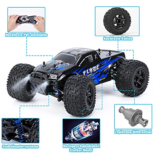 Coche teledirigido para adultos 4 WD Offroad RC Auto 48 km/h 1:16 2,4 GHz mando a distancia Monstertruck Buggy con batería impermeable Auto juguete regalo para niños adultos