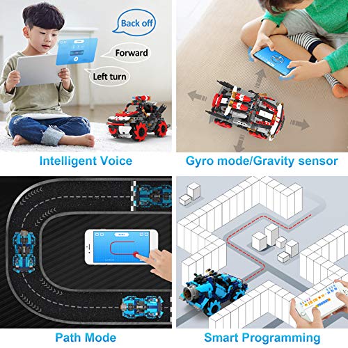 Coche Teledirigido,491PC Stem Bloques de Construcción Coche Teledirigido,Aplicación y Control Remoto,Codificación de Bricolaje,Baterías Recargables Coche Radiocontrol para Regalos