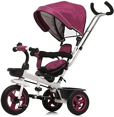 Cochecito de bebé Triciclo con asa desmontable con sombrilla Pedal para niños Triciclo Bicicleta Asiento giratorio Cochecito de bebé Cochecito para niños (Color: Rosa) s para niños de 1 a 3 años