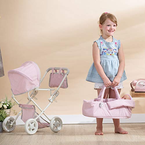 Cochecito de Muñecas Juegete Carrito de Bebé Rosa de Olivias World OL-00003