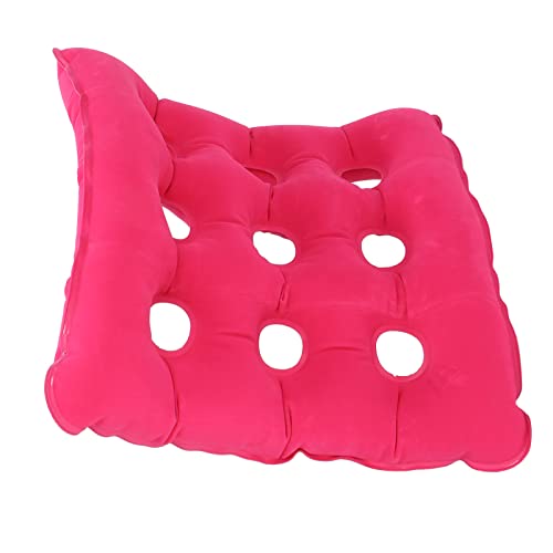 Cojín de Asiento Inflable de Aire, 19 X 19 Pulgadas, Alivio de Presión, Grueso, Cuadrado, Cojín de Asiento de Aire Transpirable con Agujeros para Silla(Cojín Cuadrado Rosa Rojo)