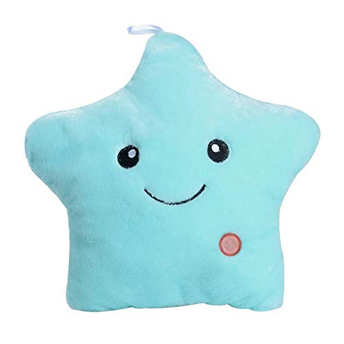 Cojín de peluche con luz LED, estrella de peluche, suave, muñeca para niños, novia, cojín para la espalda, decoración del hogar, juguete para Navidad, cumpleaños, color azul