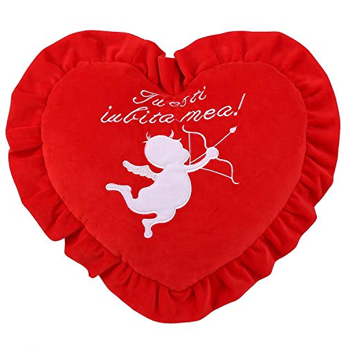 cojin de Peluche de Corazon Rojo 40cm .Regalos de San Valentín Relleno, Suave Forma de corazón cojín Texto Personalizado Lindo Cuello Almohada Asiento de Coche cojín para decoración del hogar