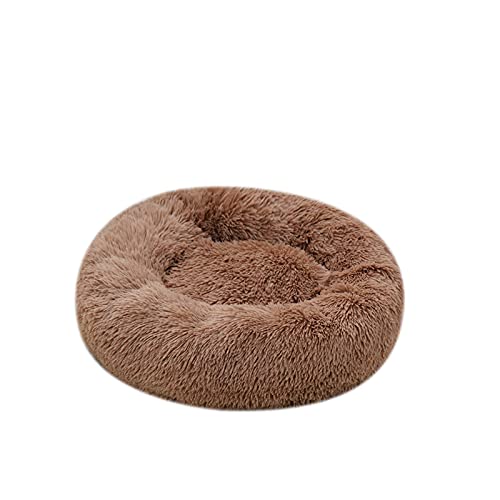 Cojín Redondo Suave Cama Nido portátil Gato Perro Cachorro Cama sofá Donut Cama para Dormir Almohadilla de Felpa cálida con Base Antideslizante