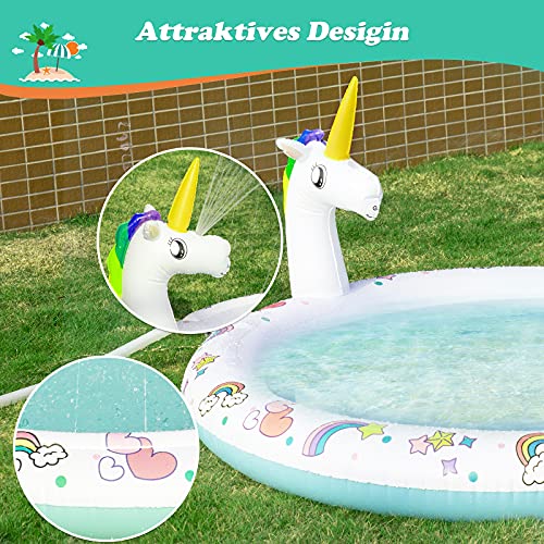 Colchoneta de agua para bebé, esterilla de juego de agua respetuosa con el medio ambiente, piscina infantil para niños a partir de 3 años y mascotas, juego de agua inflable, gran rociado de agua,