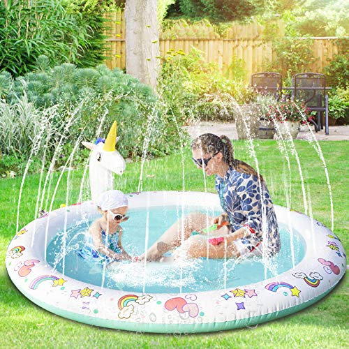 Colchoneta de agua para bebé, esterilla de juego de agua respetuosa con el medio ambiente, piscina infantil para niños a partir de 3 años y mascotas, juego de agua inflable, gran rociado de agua,