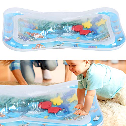 Colchoneta De Agua Tummy Time, Colchoneta Inflable De Juego De Agua para Bebés con Patrón De Criaturas Marinas Flotantes para Estimular El Crecimiento del Bebé para Uso(Tiburón pez Payaso)