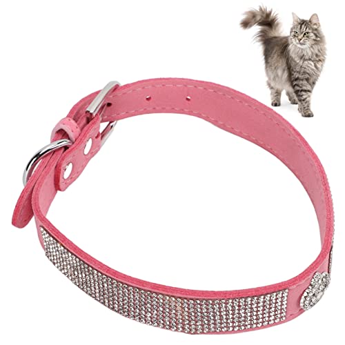 Collar de Perro de Diamantes de Imitación, Collar de Perro de Diamantes de Imitación de de Moda Brillante para Perros para Gatos(Estilo de Corona: Rosa, L)